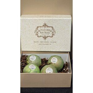 Citrus & Wheat Bath Bombs 4 Pk Organic Moisturizing Relaxing Jasmine & Chamomile